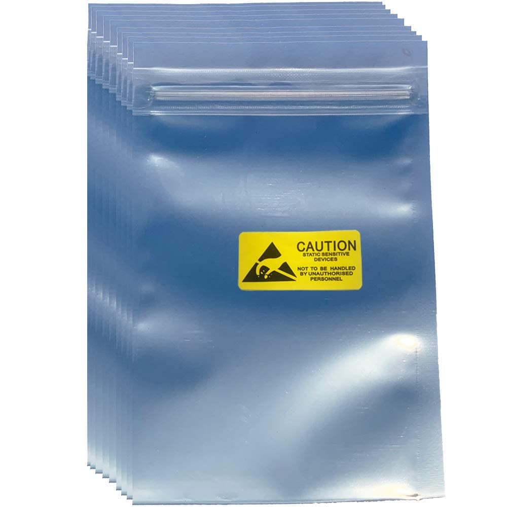 100pcs 3.93X5.9in(10X15cm) Anti Static Bags,ESD Bags Resealable for SSD HDD with 100pcs Labels, Antistatic Bag for Hand Drive or Varieties of Electronic Device