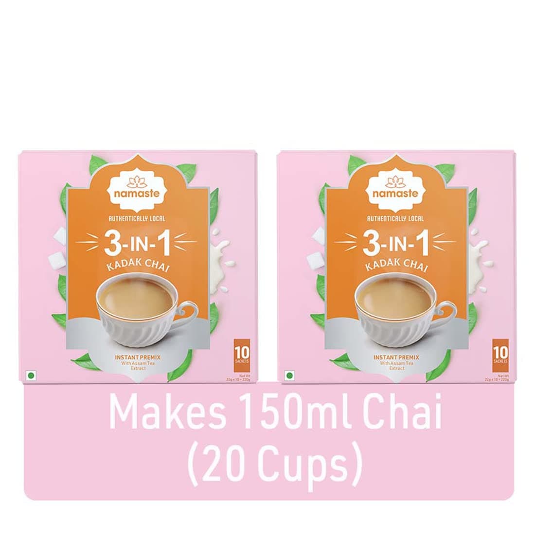 Ginger Instant Tea Premix, Kadak Chai | Assam | Milk And Sugar | Ready Mix (22 Gm X 20 Sachets,Powder) Pack Of 2
