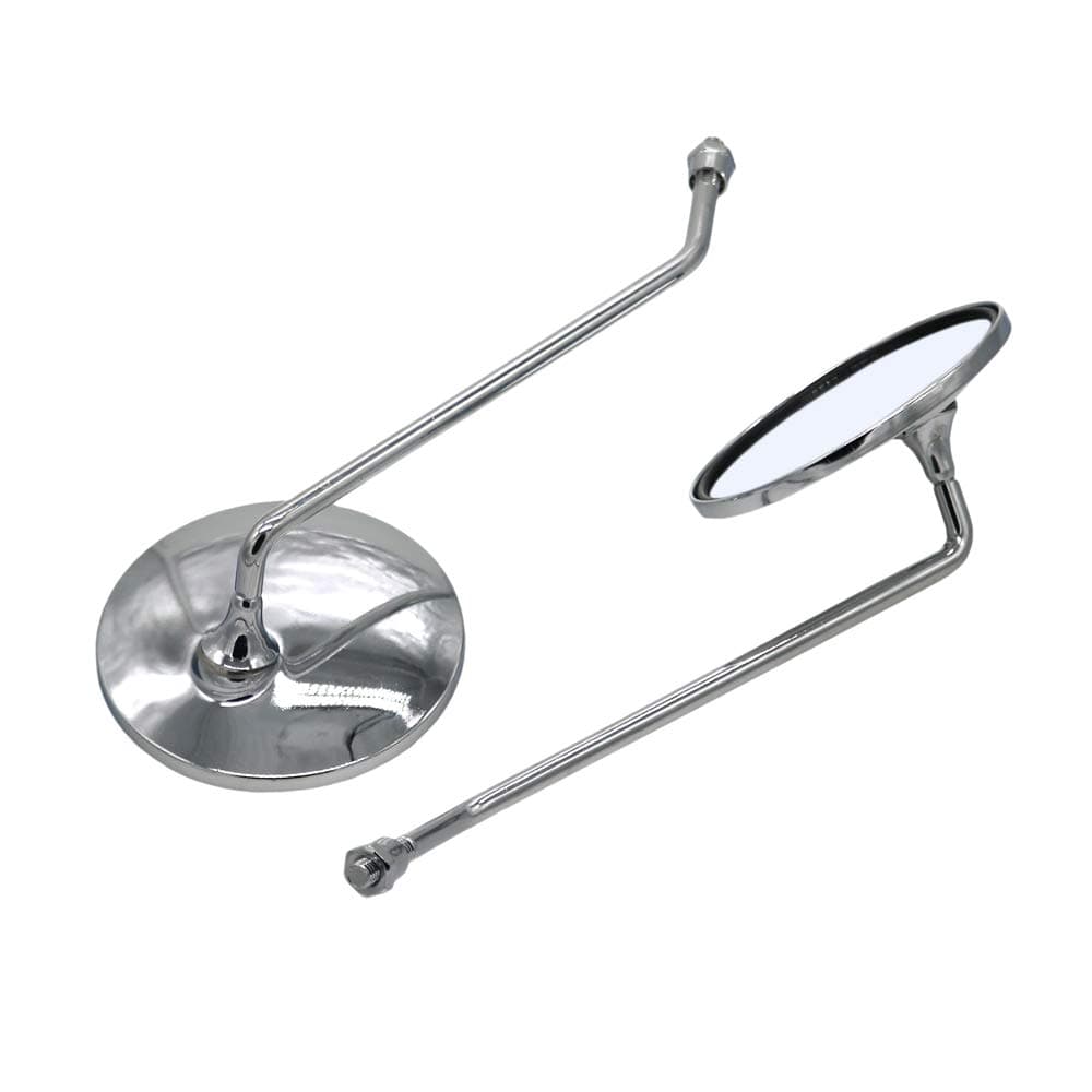 LMoDri Chrome Motorcycle Rear View Mirrors ATV Scooter Back Side Mirror 8mm (Long Rod)