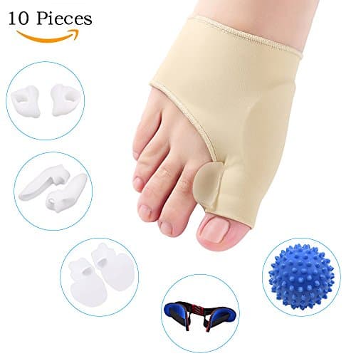 Bunion Corrector and Bunion Relief Kit for Bunion, Hallux Valgus, Big Toe Joint with Protector Sleeve, Separators, Straightener Splint and Foot Massage Ball by Jarvania