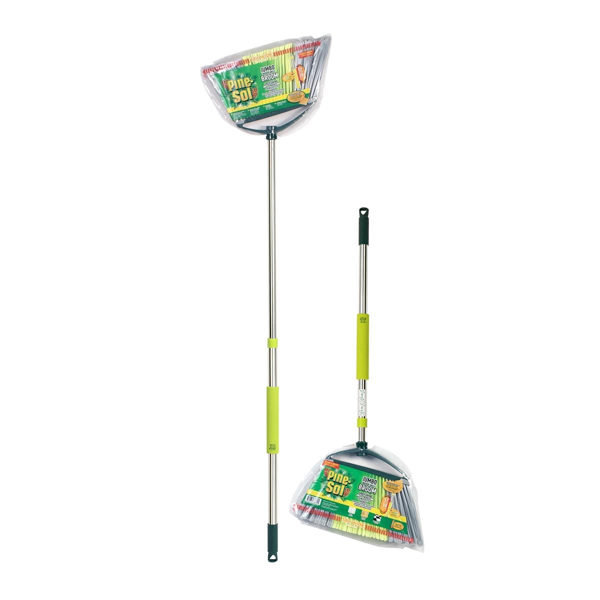 Indoor Jumbo Broom with Long, Stainless Steel Collapsible Handle for Easy Storage, Heavy Duty Angle Bristles for Wood, Tile, Linoleum, and More - Sweeps Wet or Dry Debris