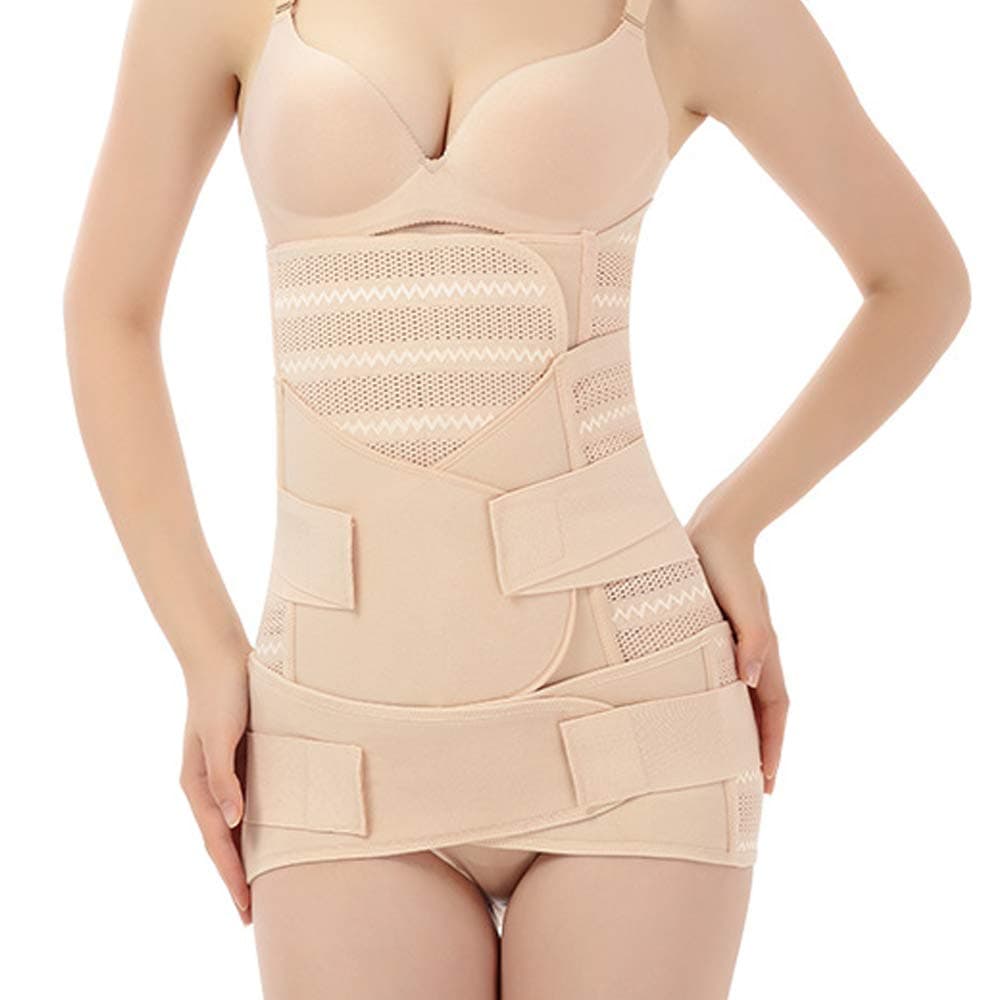 WANYIG 3 in 1 Postpartum Support Recovery Belly Belt Band Wrap Girdle, Body Shaper Corset Belt High Elastic Breathable C-Section Maternity Recovery Belt