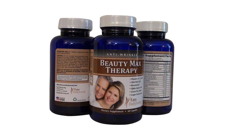 (3) Beauty Therapy Supplements - Anti-wrinkle Treatment Thru Science, 18+ Ingredients Chosen for Their Effect on Skin Care, Grab Benefits of Scientific Research and Put to Use on Something Important - You, Antioxidants and Cell Rejuvenation Included