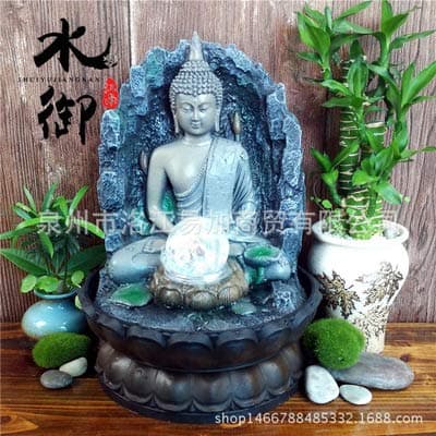 Buddha Statue Resin Water Ornaments Waterscape Lucky Crafts Gifts Southeast Asia Thailand Zen Desktop Fountain Waterfall Chinese