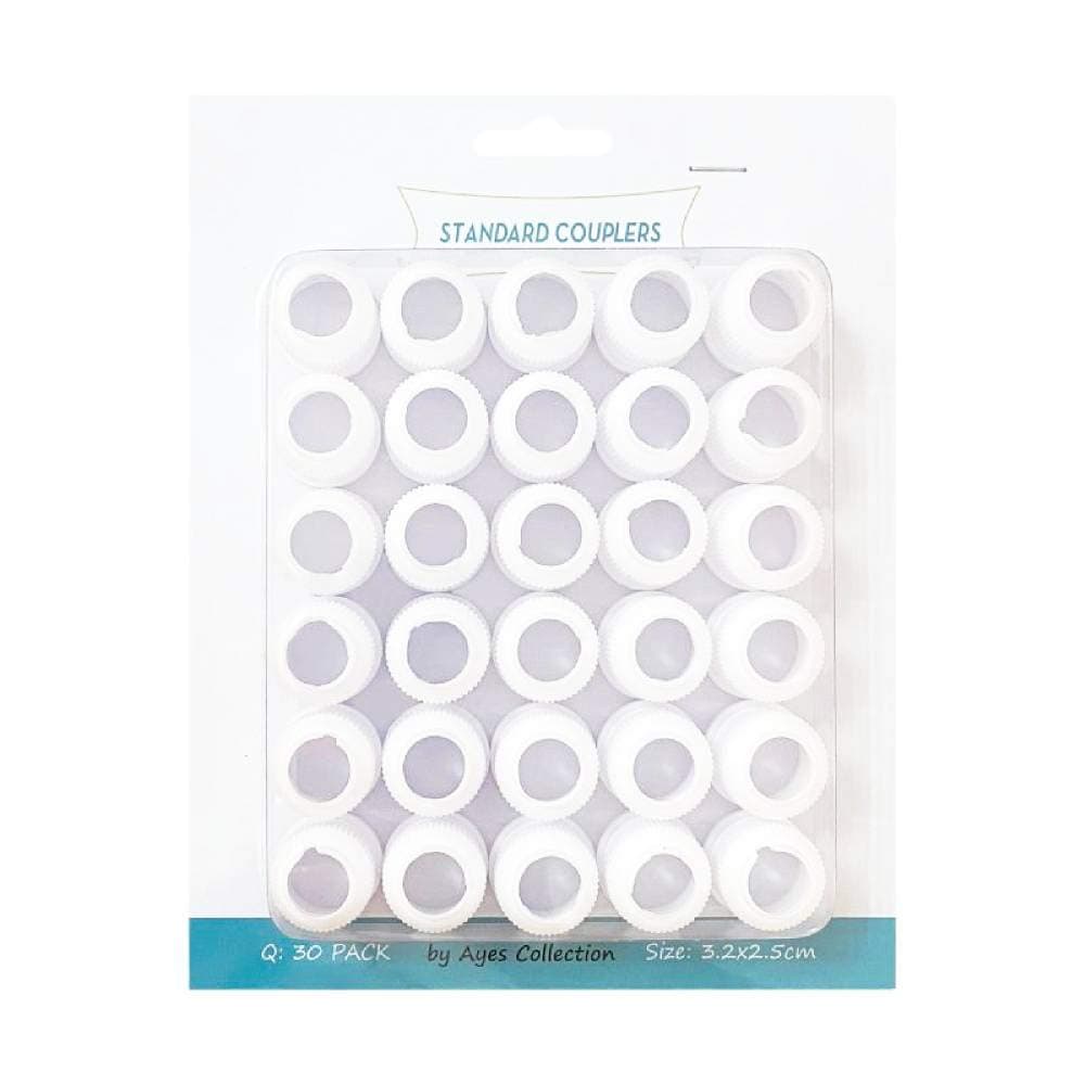 30 Pairs Plastic Standard Couplers Cake Decorating for Icing Nozzles, Piping Bags, White