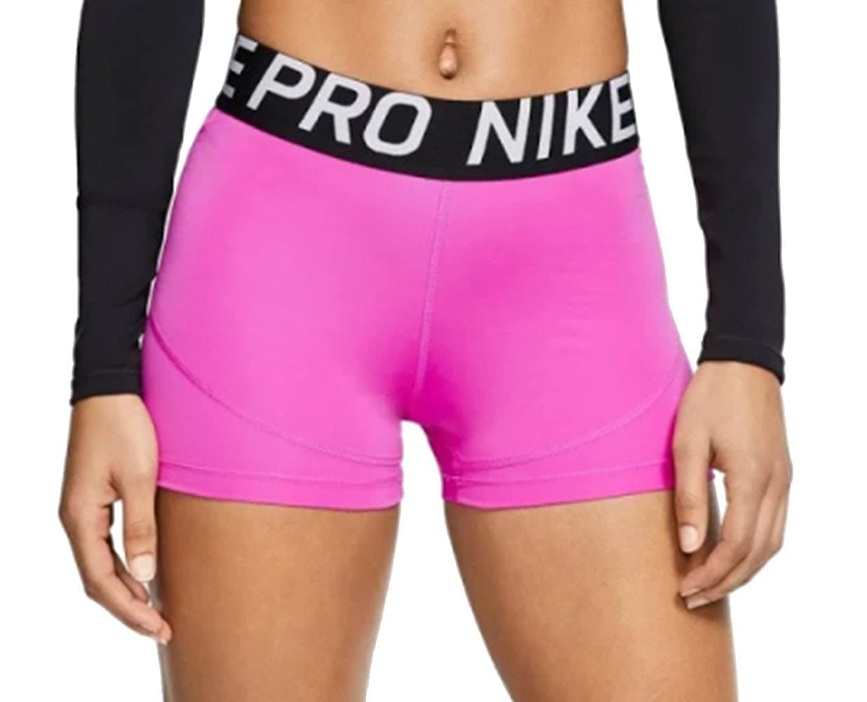 Nike Womens Pro 3 Inch Compression Shorts (Fuchsia/Black, Medium) (Fuchsia/Black, Large, l)