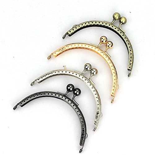 Kissdiy 4pcs 4.1 inch Metal Purse Frames Snap Clasp semi-Circle for Small Coin Style Purse Brozne Tone 10.5cm