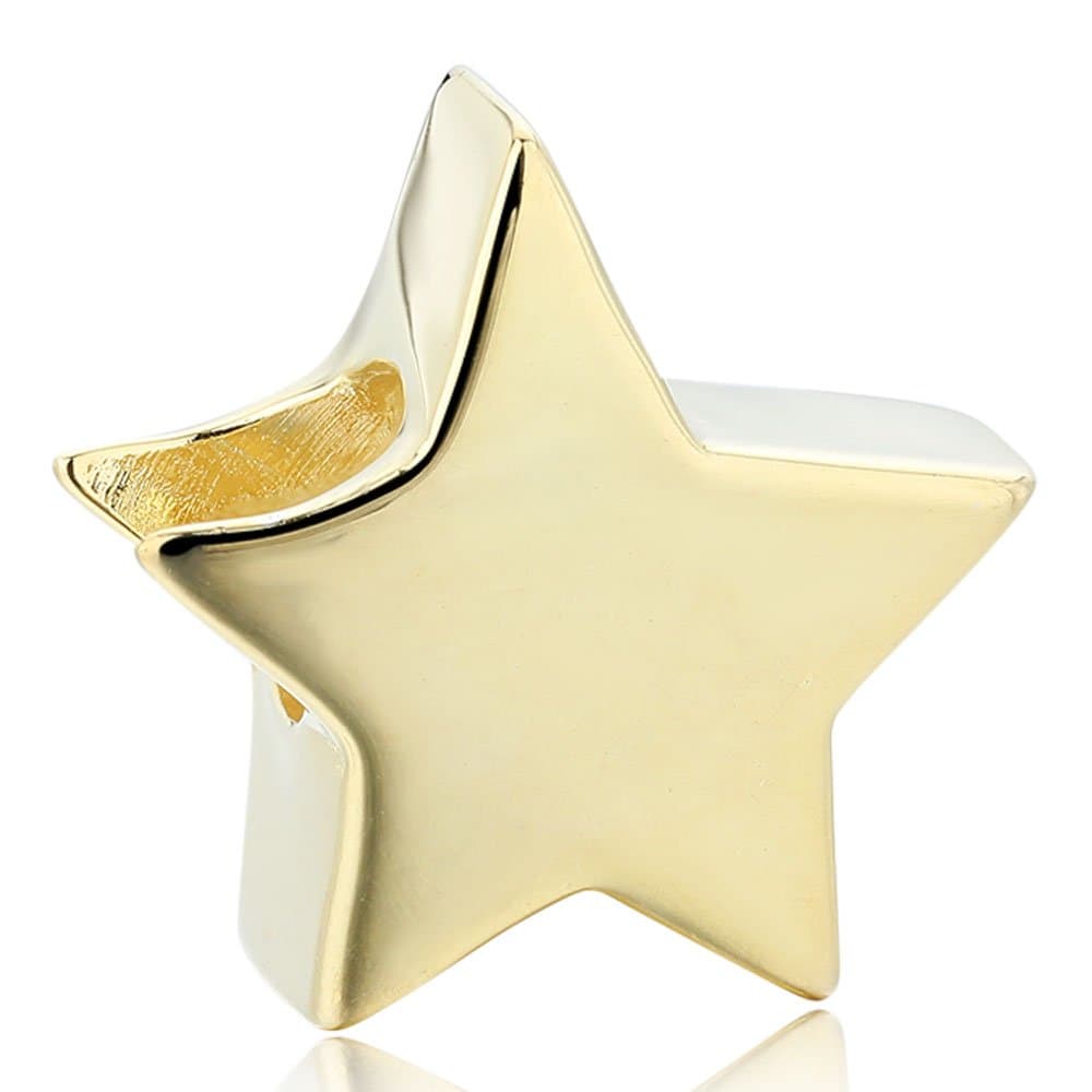 BEAUTY CHARM Gold Plated Star Beads DIY Blink Star Charm Fit Pandora Bracelet