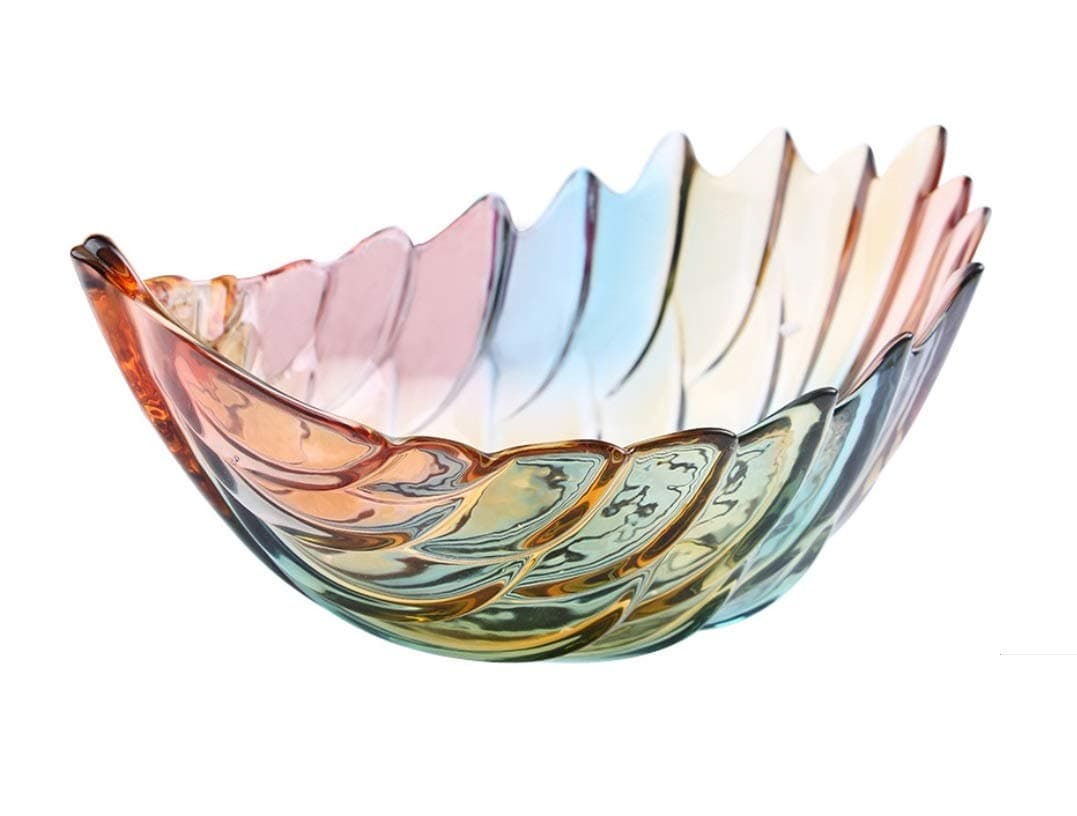 Home Fruit Basket Bowl,Tabletop Crystal Glass Fruit Plates (Multicolour L)