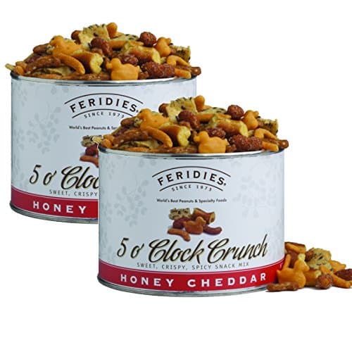 FERIDIESHoney Cheddar 5 O'Clock Crunch Snack Mix - 14oz Vacuum Sealed Tins (Pack of 2)