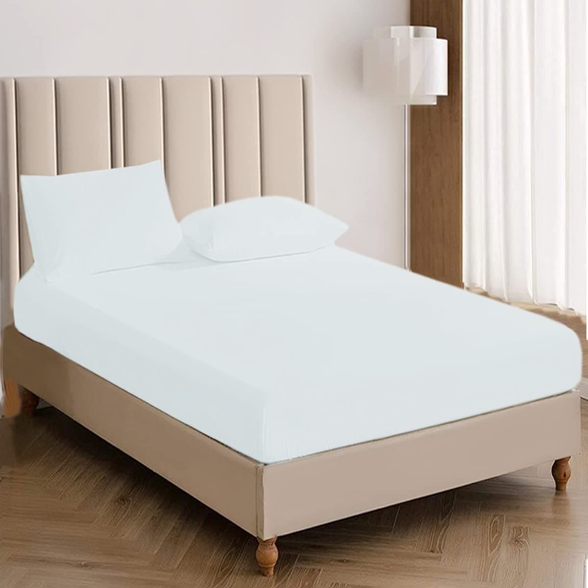 Cotton Comfort100% Egyptian Cotton 400 Thread Count Fitted Sheet, White, Single