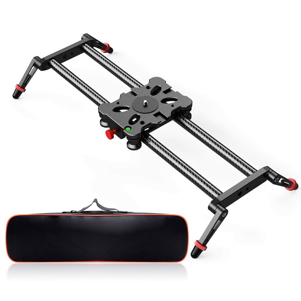 Camera Slider, FOSITAN 15.7 inch /40cm Carbon Fiber Camera Track Slider Dolly Rail Track Slider Video Stabilizer with 4 Roller Bearings for Camera DSLR Video Movie Photography Camcorder 17.6lbs Loadin