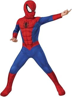 Rubies Spiderman-Kostüm für Kinder, mit angebrachten Stiefelstulpen und Stoffmaske aus offiziellem Marvel Spiderman-Kostüm für Halloween, Weihnachten, Karneval und Geburtstag
