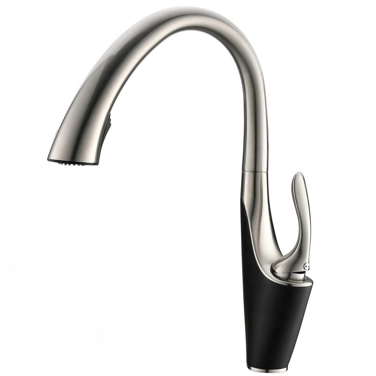 Kitchen Taps Pull Out Single Handle Lever 1 Hole Mount Contemporary Add on Button Kitchen Sink Mixer Brushed Nickel/Black Commercial Leekayer