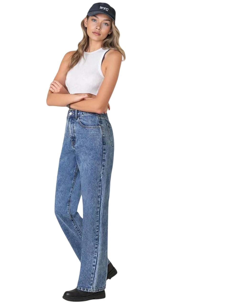 Women’s High Waist Denim Jeans | Straight, Relaxed & Wide Leg Fit | Light Blue, Dark Blue & Black | Casual Regular Length Fashion Wear