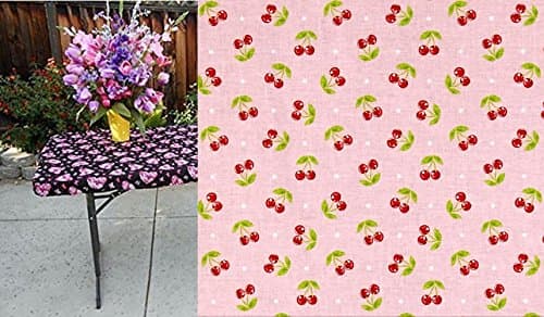 Custom Fitted Vintage Cherry Stay Put Table Cover or Tablecloth. Picnic Tabelcloth