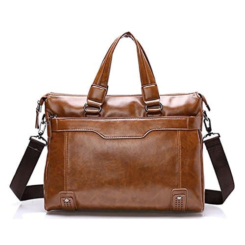 Men Leather Business Handbag Briefcase Shoulder Messenger Law briefcase Travel Bag Brown