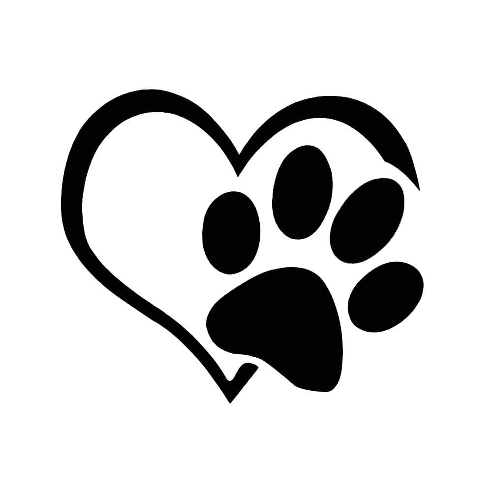 Car bumper sticker, paw with heart for cars, car wash resistantBlack.