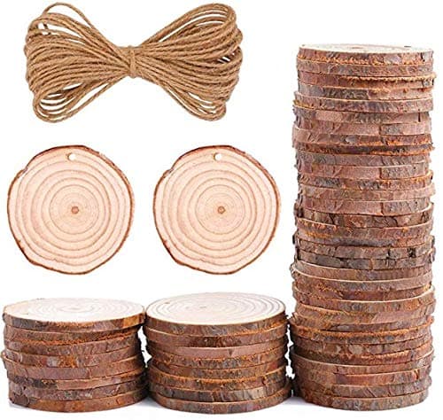T One Woods DIY Pre Drilled Hole Craft Wooden Bark Slices (Brown)