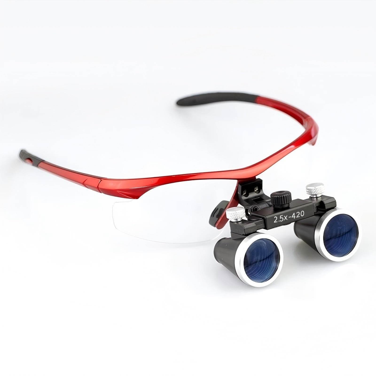 Angzhili Dental Surgicial Loupe Loupes 2.5x Magnification 16.5" (420mm) Working Distance Burgundy Goggles