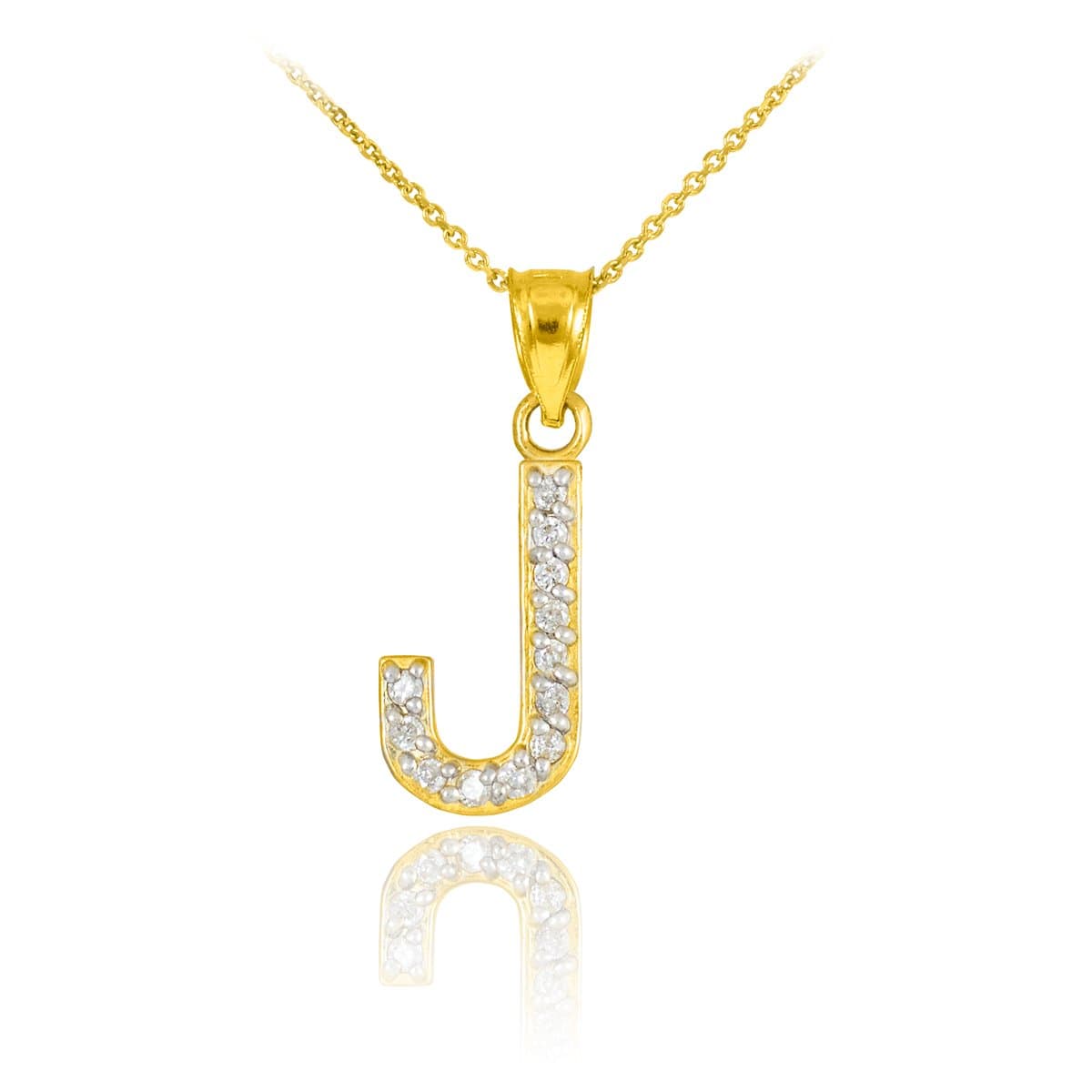 14k Yellow Gold Diamond-Studded Initial Letter Pendant Necklace, 16"