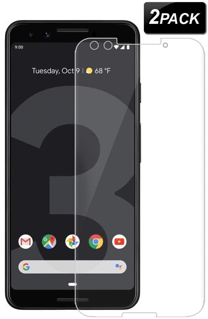 Keliple Google Pixel 3 Screen Protector(2Pack),Tempered Glass Screen Protector for Google Pixel 3[9H Hardness][Case Friendly][HD-Clear][0.26mm][Anti-Glare][Bubble-Free][Anti-Scratch]