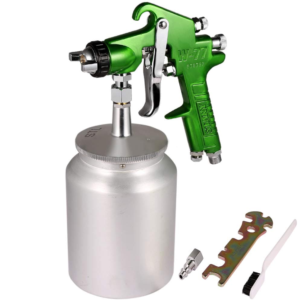 Valianto W77 Siphon Feed Spray Gun with 1000cc Cup, 2.0mm Nozzle Spray Gun, Green Handle