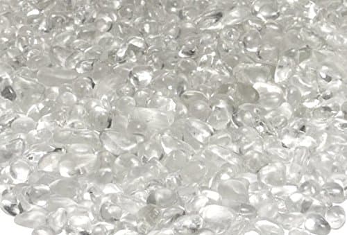 Clear Glass Pebbles 1/4" Fireglass Beads for Fire Pits, Water Feature, Fireplaces (40lbs)