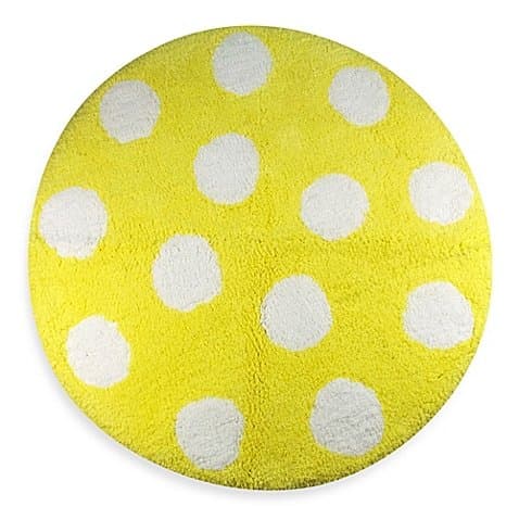 Polly Polka Dot Yellow 2-Foot Round Bath Rug