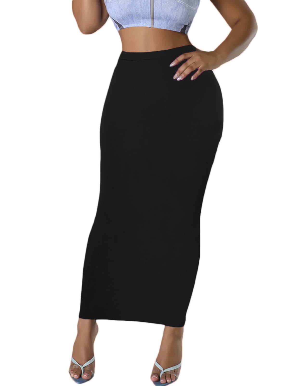 Women's Long Pencil Skirt - High Waisted Summer Fall Y2K Club Bodycon Tight Maxi Skirts