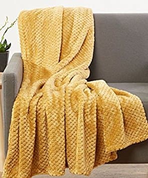 JCV Group Hotel Elements Luxurious Softness Extra Comfy Velvet Throw Blanket, 50x60 (Mustard)