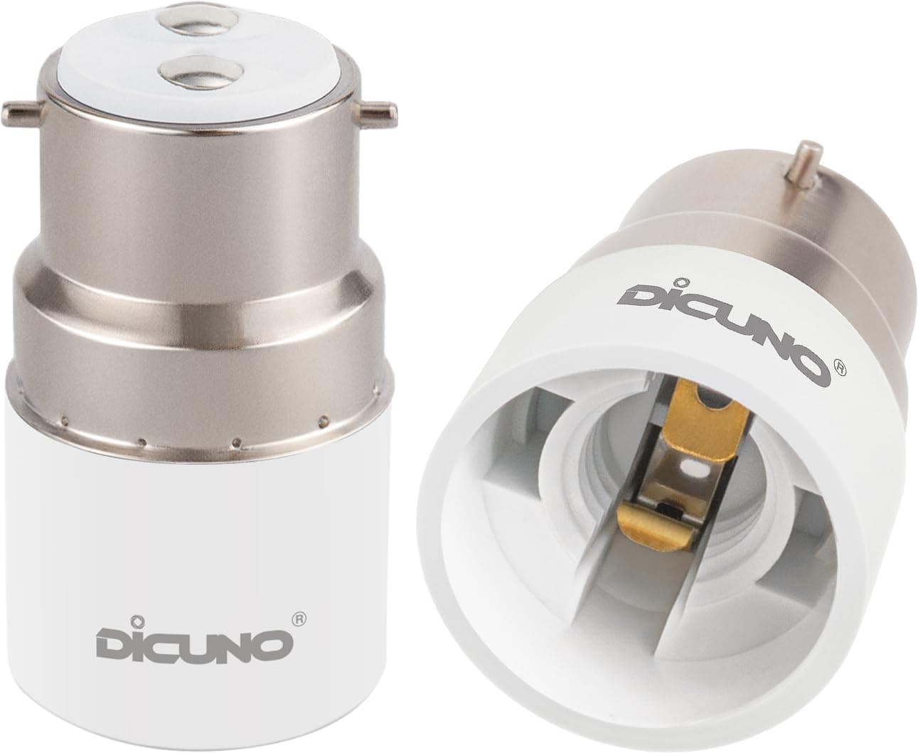 DiCUNO B22 to E14 Socket Converter, Bayonet to Small Screw Adapter, BC to SES Converter, 0-250V, 165℃ Heat Resistant, 2 Packs