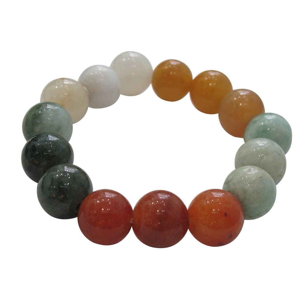 Caratera Unique Natural Five Color Burma Jade Lucky Beads Astrological Reading Bracelet