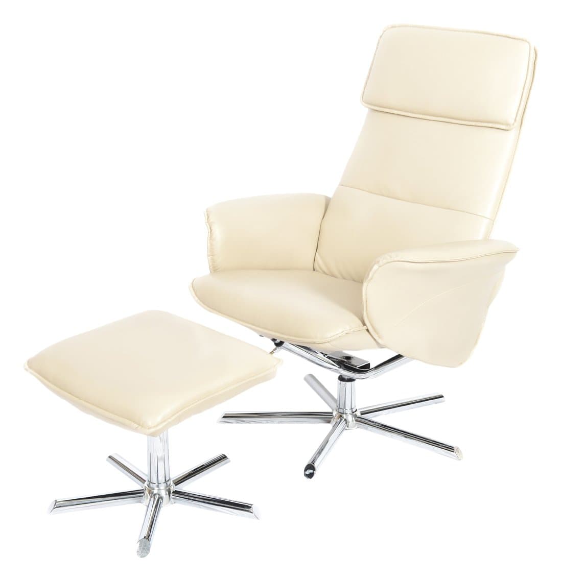 Fairmont Furniture Le Mans Faux Leather Swivel Recliner Chair/Footstool-Taupe, 79x104x101 cm