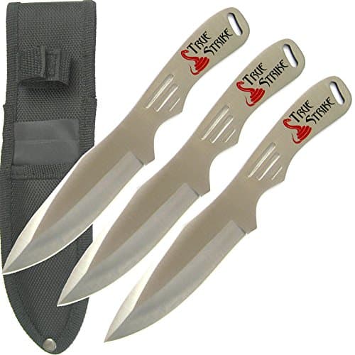 Throwing Knife Set with 3 Knives, Stainless Steel Handles, Perfect for ninja & martial arts, Black Nylon Sheath, 8-Inch Overall True Strike TS-179-3 Series