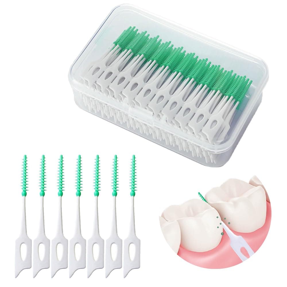 40Pcs Brace Interdental Brush,Dual-Use Interdental Brushes Soft Silicone Portable Massage Oral Suitable For Oral Care Of Adults And Children (40),Manual,Green