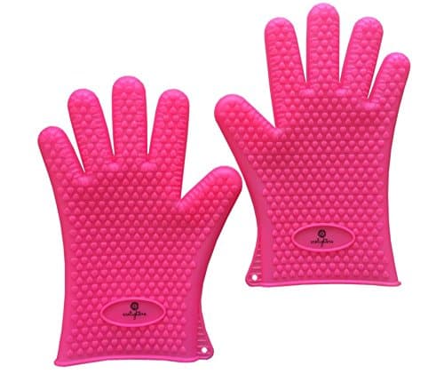 Original Heat Resistant Silicone Gloves 1 Pair (2 Gloves) - Pink - Kitchen, BBQ, Grill, Oven or Stoves- Perfect for Cooking, Better Then Oven Mitts, Dishwasher Safe - Bright Pink