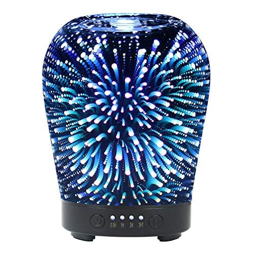 Essential Oil Diffuser, HOKONE Ultrasonic 3D Glass Aromatherapy Diffuser Cool Mist Humidifier with 8 Color Changing LEDs Waterless Auto Shut-Off(Candlestick Shape)