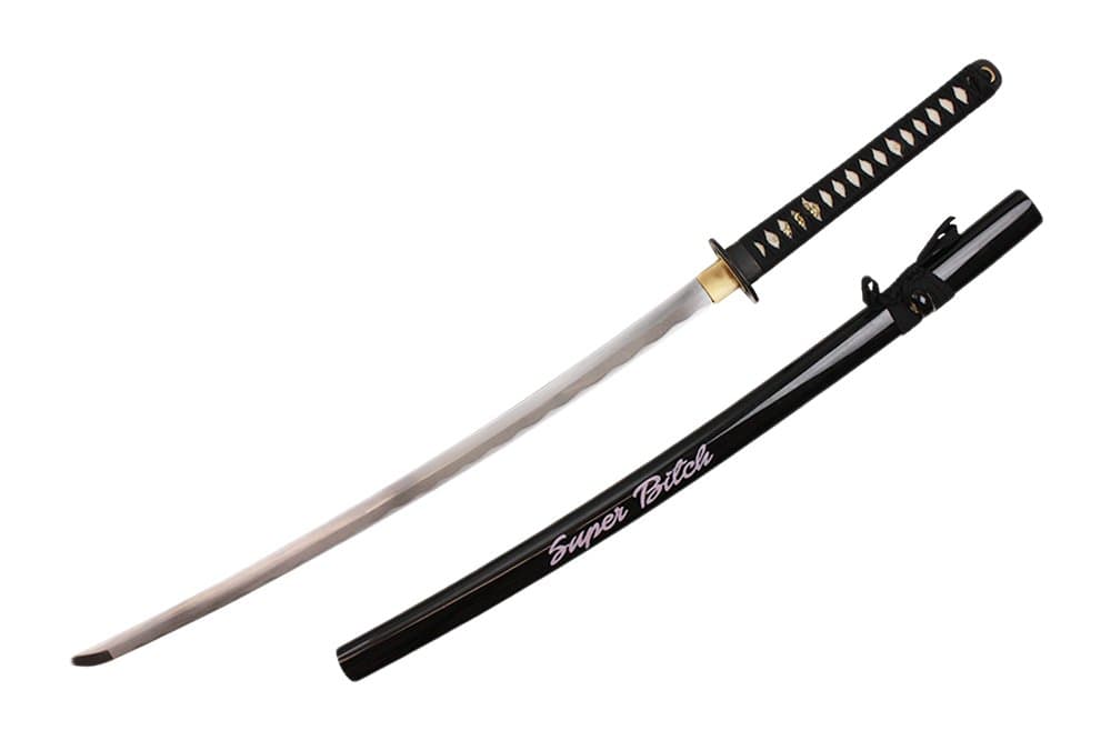 Onikiri F-583-BK 1045 Super Bitch, Real Rayskin, Sword Bag Carbon Steel Scabbard, 42", Black