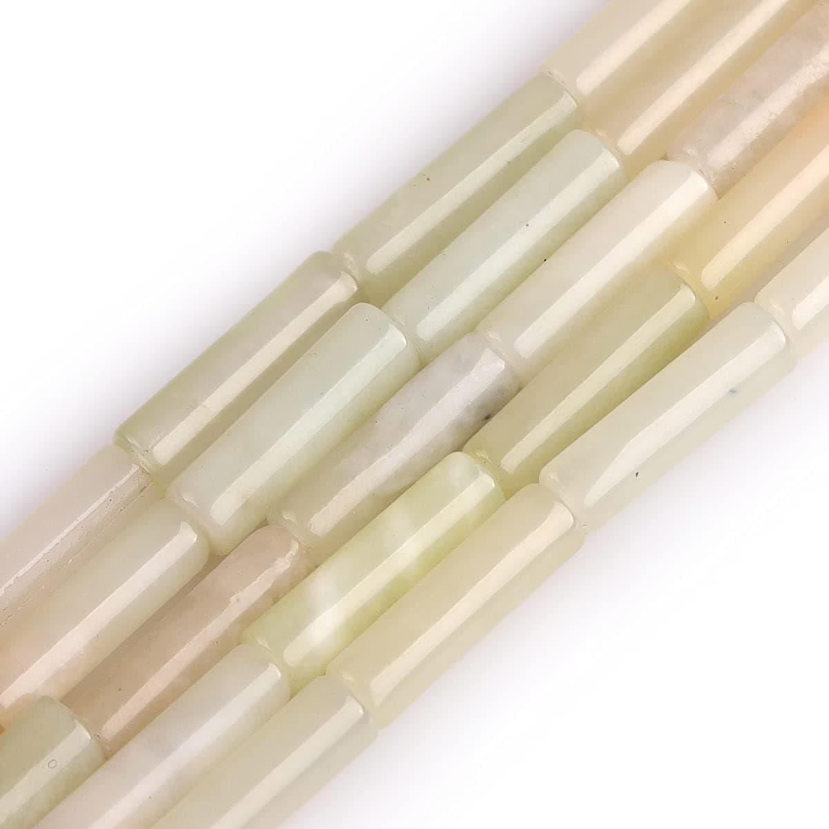 GEM-Inside 4x12mm Column Tube Hua Show Jade Gemstone Loose Beads for Jewelry Making 15"