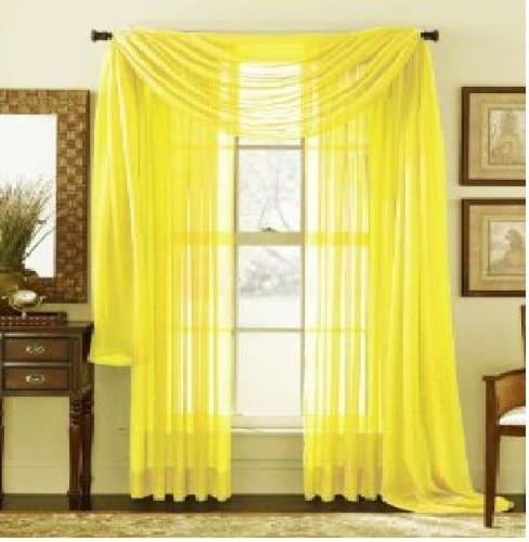 1 X MONAGIFTS 2 PANELS bright yellow Sheer Voile Window Panel curtains 59" WIDTH X 84" LENGTH EACH PANEL