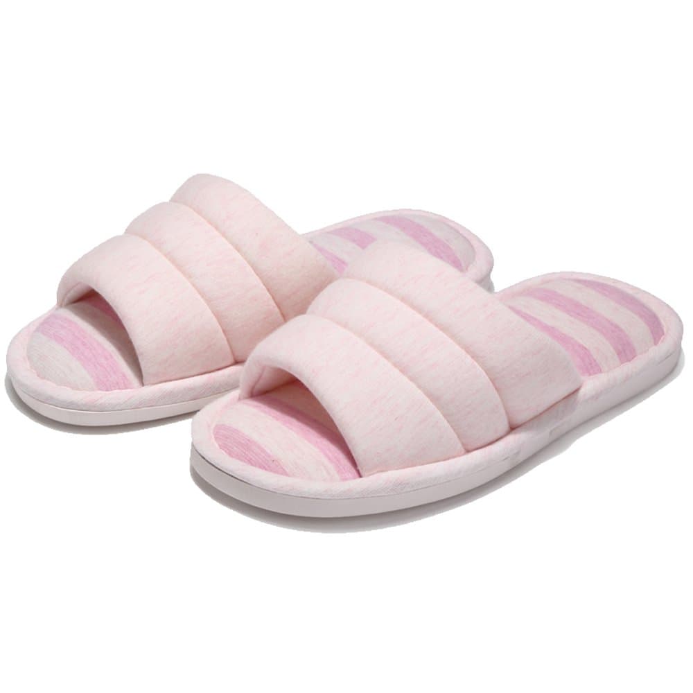 Indoor House Slippers Open Toe Knitted Cotton Non-Slip Sole Men Women Shoes