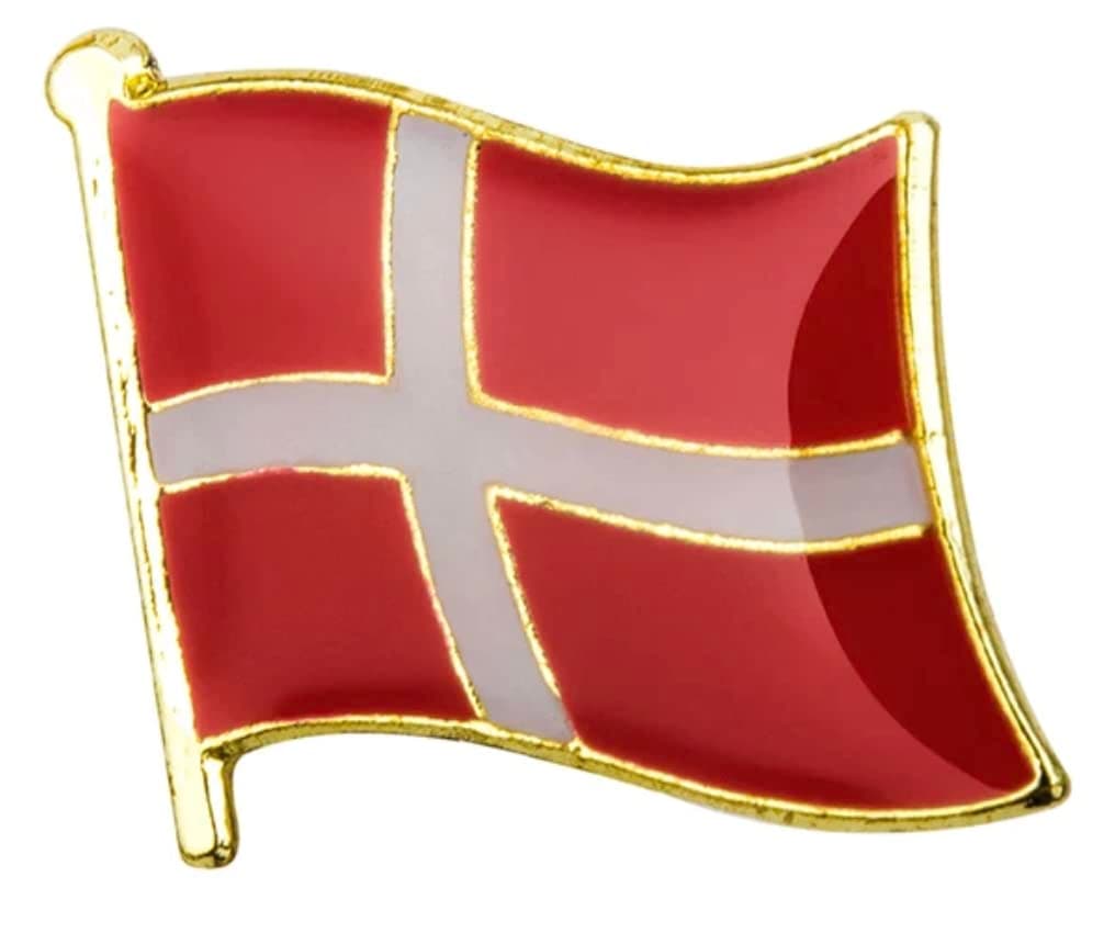 Denmark National Flag Enamel Metal Pin Badge Diplomat Lapel – 1.9cm x 1.6cm – Hard Enamel Danish Dannebrog Flag Brooch – Nordic Cross Symbol Pin for Jacket, Hat, or Backpack