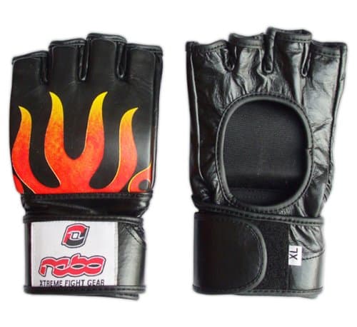 MMA -Strike Gloves Genuine Leather 'FIRE/FLAME' Rebo- Fitness Gear Size MEDIUM