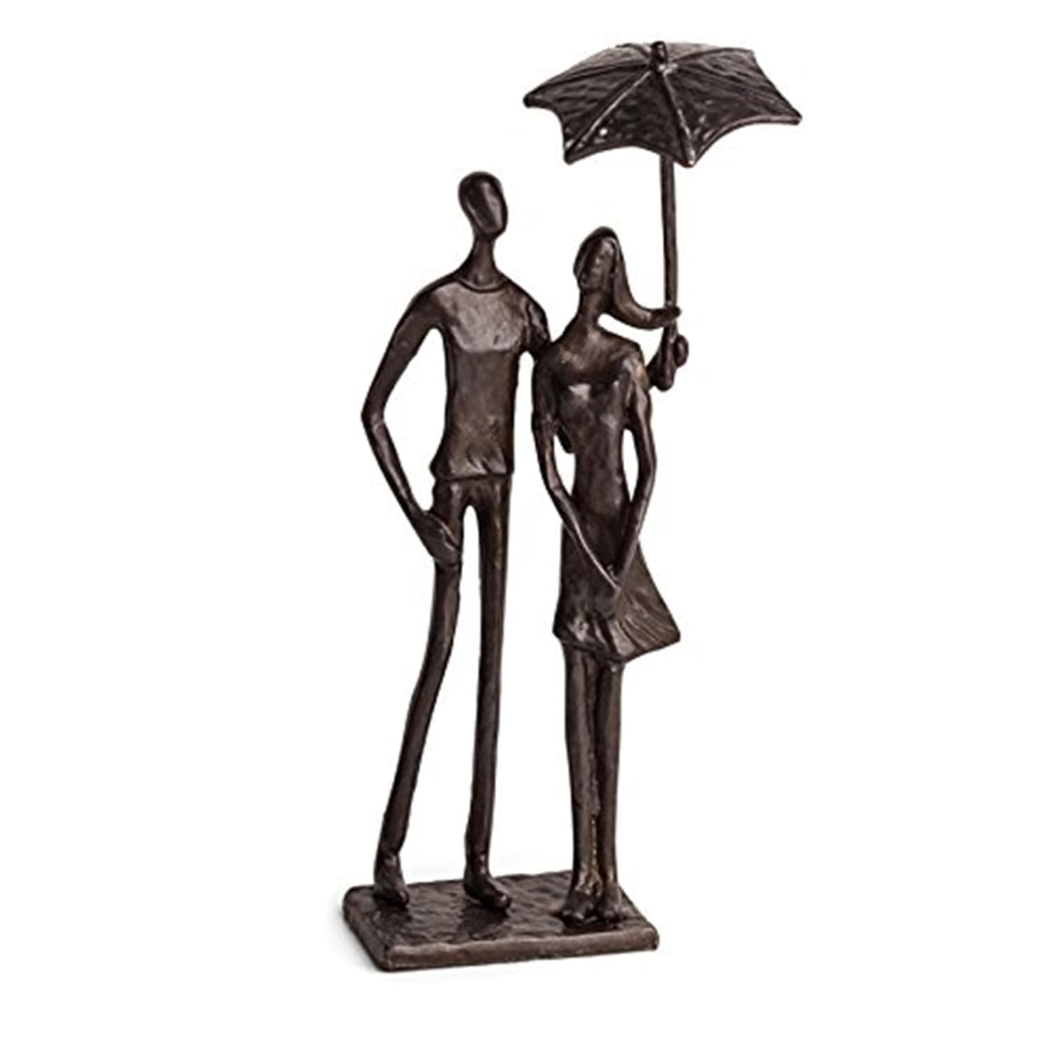 Danya B Loving Couple Under Umbrella Bronze Sculpture - Modern and Elegant Design – Metal Art - Contemporary Home and Office Décor – Modern Tabletop Décor