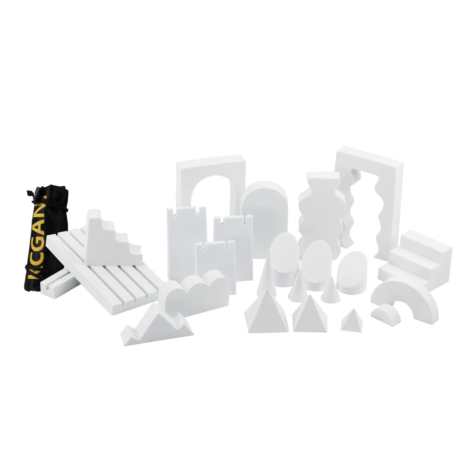 Kcgani Photography Background Props, White Geometric Cube Photo Props Set, EVA Photo Decorative Backdrop, Posing Ornaments Display Solution for Necklace, Ring, Earrings, Bracelet, Cosmetics, 24Pcs