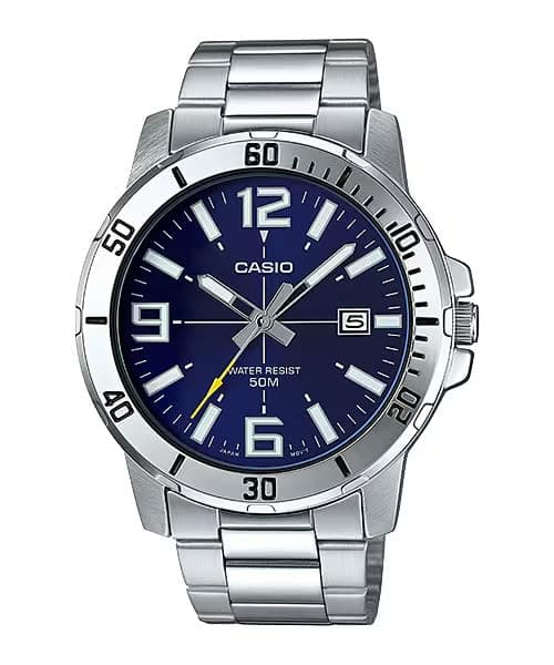 MTP-VD01D-2BV Men's Entiker Stainless Steel Blue Dial Casual Analog Sporty Watch