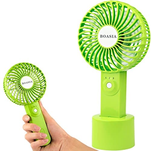 USB Handheld Fan,2200mAh Rechargeable Battery Operated, Personal Cooling Fan with Detachable Base, Mini Portable for Office Working and Outdoor Traveling, Camping, Wedding, Beach, Picnic (Green)