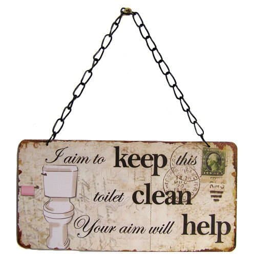 Retro Aim to Keep This Toilet Clean Funny Wooden Sign