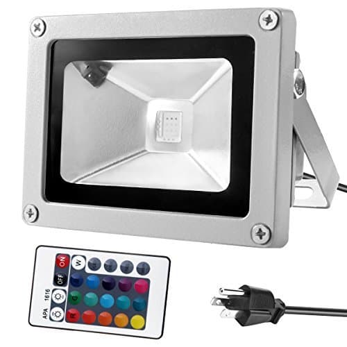 LED Flood Light 10W RGBW Outdoor Spotlight IP65 Waterproof Color Changing Dimmable Security Wall Washer Lighting with Remote Control